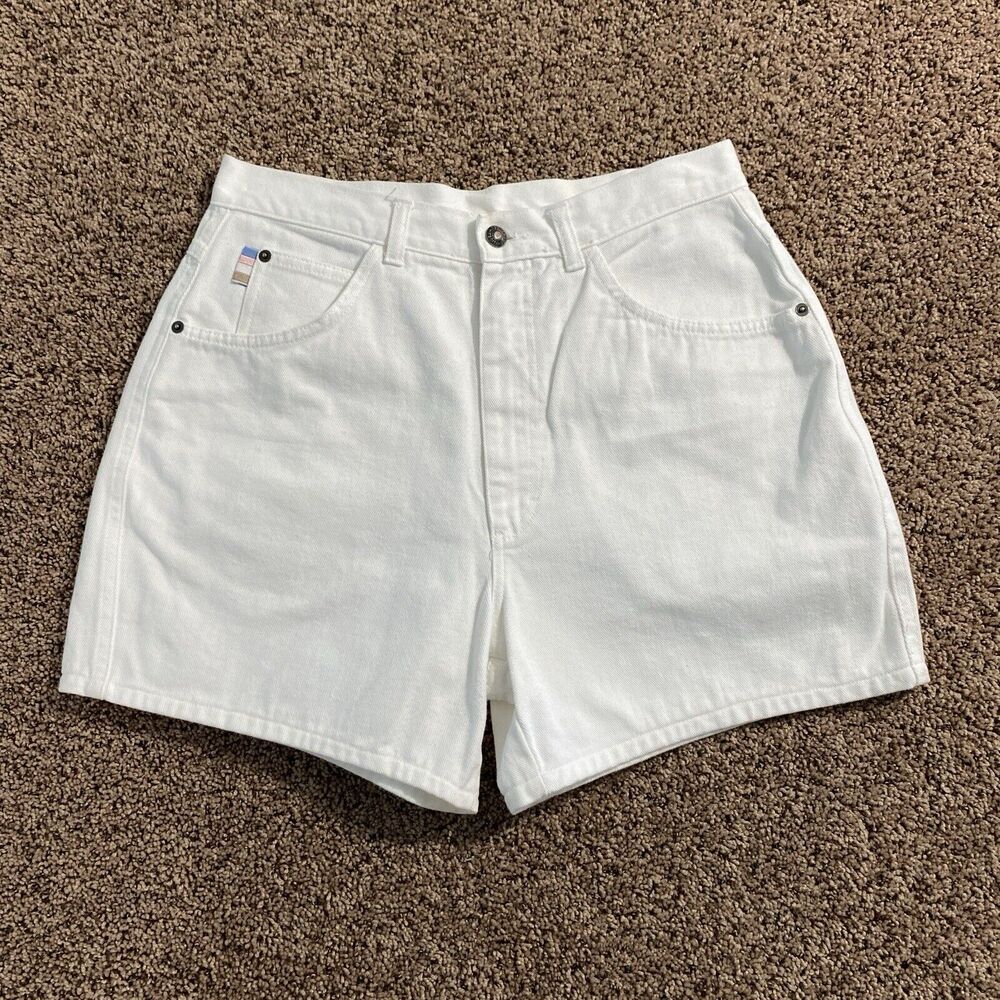 Vintage Gitano Denim Mom Jean Shorts White High Rise Size 14 30X4.5 90s Style